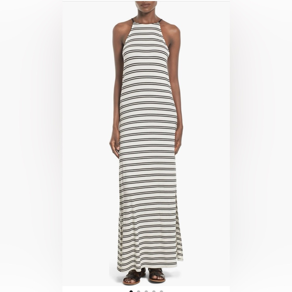 Soprano High Neck Striped Maxi Dress